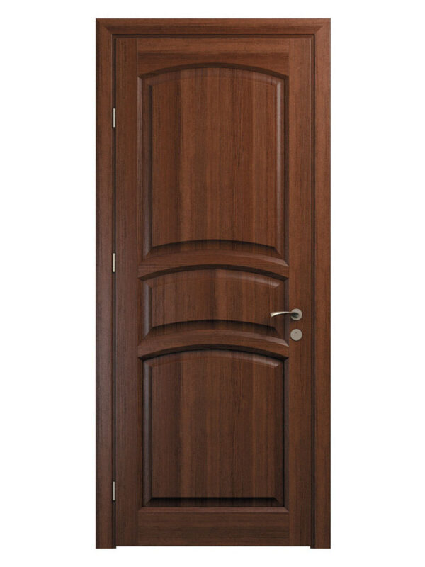brun dörr med välvda detaljer