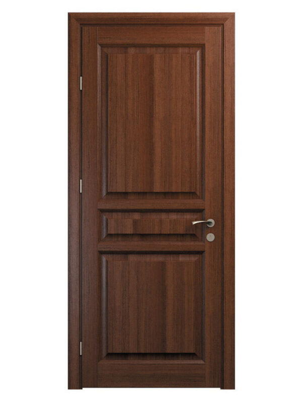 brun dörr med skurna detaljer